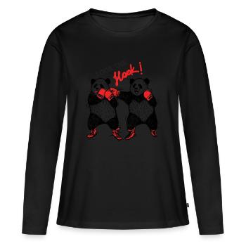 boxe panda Out main - T-shirt manches longues Premium bio Femme - noir - Devant - Julia (174cm)