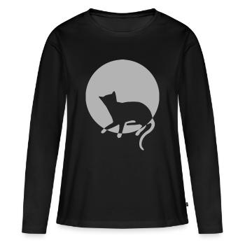 chat chat chat chat chat minou chatte minou - T-shirt manches longues Premium bio Femme - noir - Devant - Julia (174cm)