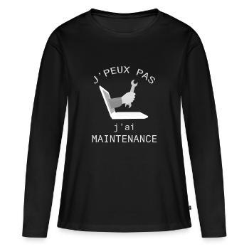 J'peux pas j'ai maintenance informatique - T-shirt manches longues Premium bio Femme - noir - Devant - Julia (174cm)