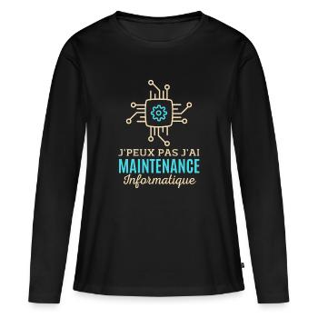 Maintenance informatique - T-shirt manches longues Premium bio Femme - noir - Devant - Julia (174cm)