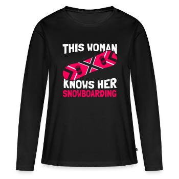 Snowboard Snowboarder Snowboarding - T-shirt manches longues Premium bio Femme - noir - Devant - Julia (174cm)