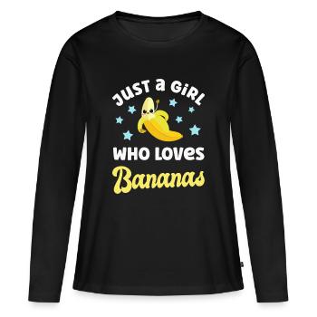 Banane Bananes - T-shirt manches longues Premium bio Femme - noir - Devant - Julia (174cm)