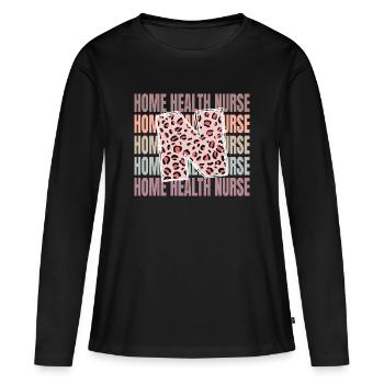 Leopard Home Health Infirmière Vie - T-shirt manches longues Premium bio Femme - noir - Devant - Julia (174cm)