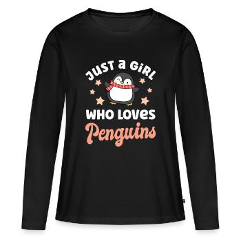 Pingouins Pingouins - T-shirt manches longues Premium bio Femme - noir - Devant - Julia (174cm)