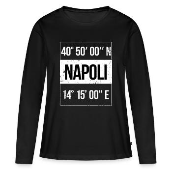 Coordonnées : Naples, Naples, Italie - T-shirt manches longues Premium bio Femme - noir - Devant - Julia (174cm)