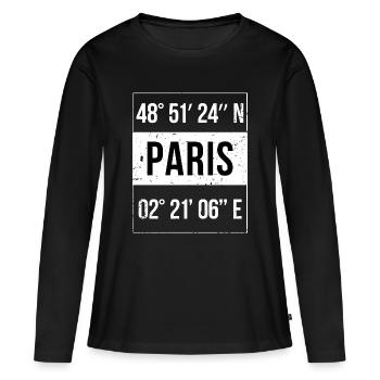 Coordonnées Paris - T-shirt manches longues Premium bio Femme - noir - Devant - Julia (174cm)