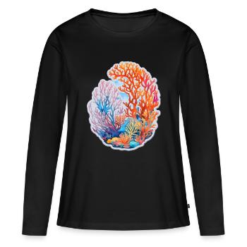 Corail - T-shirt manches longues Premium bio Femme - noir - Devant - Julia (174cm)