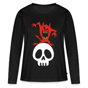 Crâne et démon - T-shirt manches longues Premium bio Femme - noir - Devant - Julia (174cm)