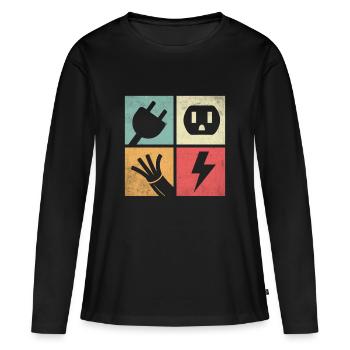Connecteurs et Éclairs Pastel - T-shirt manches longues Premium bio Femme - noir - Devant - Julia (174cm)