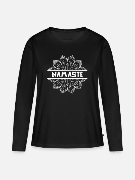Namaste (3) - Frauen Premium Bio Langarmshirt - Schwarz