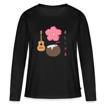 Hawaiian Harmony Designe - T-shirt manches longues Premium bio Femme - noir - Devant - Julia (174cm)