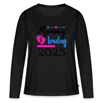 Baby is loading, baby is coming in 2025 - Women's Premium Organic Long Sleeve Shirt - black - Front - Julia (174cm)