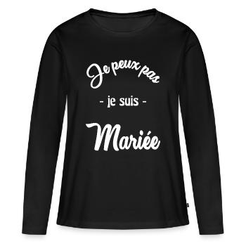 MARIEE. FUTURE MARIEE - T-shirt manches longues Premium bio Femme - noir - Devant - Julia (174cm)