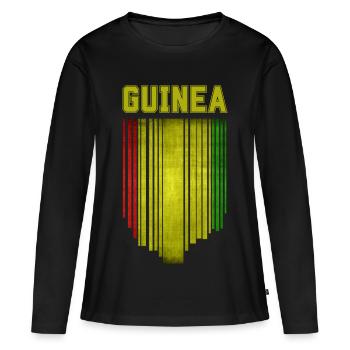 Guinea-Flagge, Guineischer Stolz - Frauen Premium Bio Langarmshirt - Schwarz - Vorne - Julia (174cm)