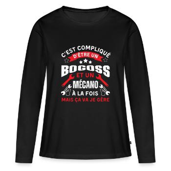 Pas facile d être un bogoss et mécanicien - T-shirt manches longues Premium bio Femme - noir - Devant - Julia (174cm)
