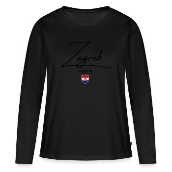 J’aime Zagreb, Zagreb Croatie - T-shirt manches longues Premium bio Femme - noir - Devant - Julia (174cm)