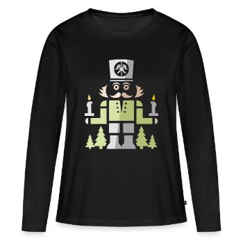 Nussknacker Bergmann – Erzgebirge Kunst Symbol - Frauen Premium Bio Langarmshirt - Schwarz - Vorne - Julia (174cm)
