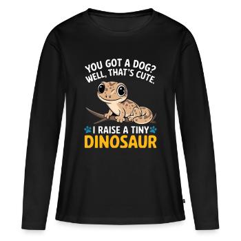 Drôle minuscule dinosaure lézard - T-shirt manches longues Premium bio Femme - noir - Devant - Julia (174cm)