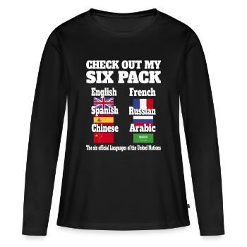 Sprachen Sixpack - Frauen Premium Bio Langarmshirt - Schwarz - Vorne - Julia (174cm)