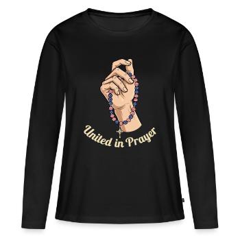 Unis dans la prière - T-shirt manches longues Premium bio Femme - noir - Devant - Julia (174cm)