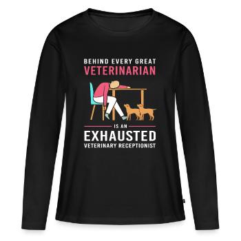 Réceptionniste Médecine Réceptionniste - T-shirt manches longues Premium bio Femme - noir - Devant - Julia (174cm)
