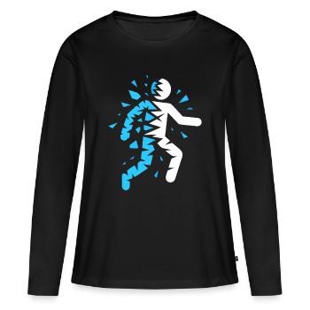 Silhouette éclatée bleue - T-shirt manches longues Premium bio Femme - noir - Devant - Julia (174cm)