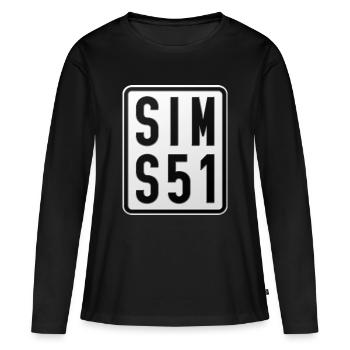 Plaque d’immatriculation du Simson S51 Mobylette - T-shirt manches longues Premium bio Femme - noir - Devant - Julia (174cm)