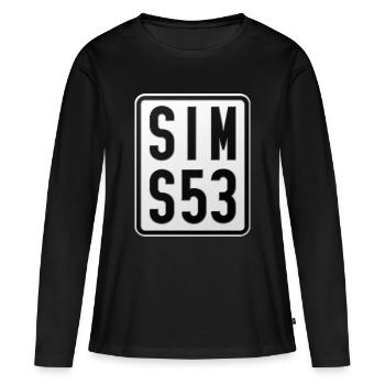 Plaque d’immatriculation du cyclomoteur Simson S53 - T-shirt manches longues Premium bio Femme - noir - Devant - Julia (174cm)