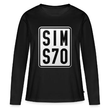 Plaque d’immatriculation du cyclomoteur Simson S70 - T-shirt manches longues Premium bio Femme - noir - Devant - Julia (174cm)