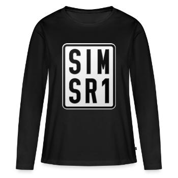 Plaque d’immatriculation du cyclomoteur Simson SR1 - T-shirt manches longues Premium bio Femme - noir - Devant - Julia (174cm)