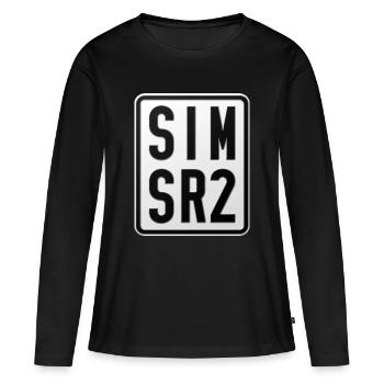Plaque d’immatriculation du cyclomoteur Simson SR2 - T-shirt manches longues Premium bio Femme - noir - Devant - Julia (174cm)