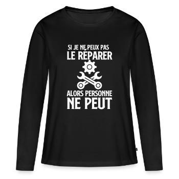 Si je peux pas le réparer - T-shirt manches longues Premium bio Femme - noir - Devant - Julia (174cm)