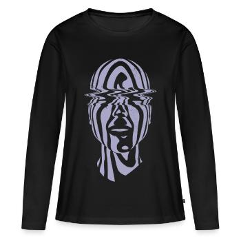House Music Face – EDM House Outfit Festival - Frauen Premium Bio Langarmshirt - Schwarz - Vorne - Julia (174cm)
