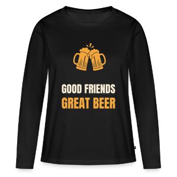 Bons amis : Great Beer Spruch Freunde Bier - T-shirt manches longues Premium bio Femme - noir - Devant - Julia (174cm)