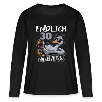 Geburtstag Ente Gut Alles Gut 30 Jahre Comic - Frauen Premium Bio Langarmshirt - Schwarz - Vorne - Julia (174cm)