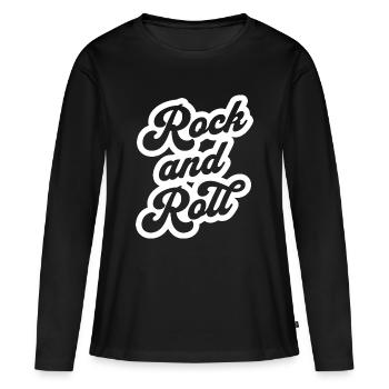 Logo-shirt du manuscrit Rock and Roll - T-shirt manches longues Premium bio Femme - noir - Devant - Julia (174cm)