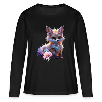 Fantasme du Renard Saphir - T-shirt manches longues Premium bio Femme - noir - Devant - Julia (174cm)
