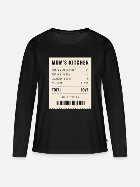 Mamas Küchenquittung Snacks angefordert - Frauen Premium Bio Langarmshirt - Schwarz