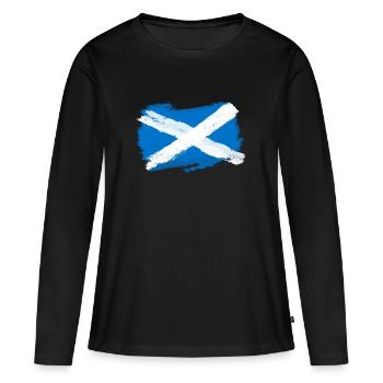 Souvenir écossais cadeau drapeau écossais - T-shirt manches longues Premium bio Femme - noir - Devant - Julia (174cm)