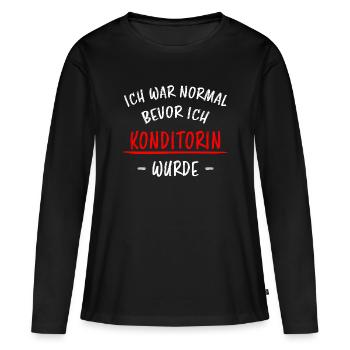 Konditorin Lustiger Spruch Torten Backen Geschenk - Frauen Premium Bio Langarmshirt - Schwarz - Vorne - Julia (174cm)