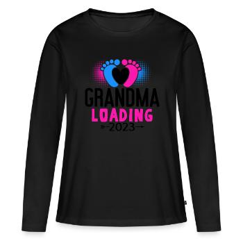Werdende Oma, Oma loading 2023 Großmutter - Frauen Premium Bio Langarmshirt - Schwarz - Vorne - Julia (174cm)