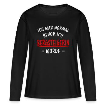 Bergsteigerin Wandern Fun Lustiger Spruch Geschenk - Frauen Premium Bio Langarmshirt - Schwarz - Vorne - Julia (174cm)