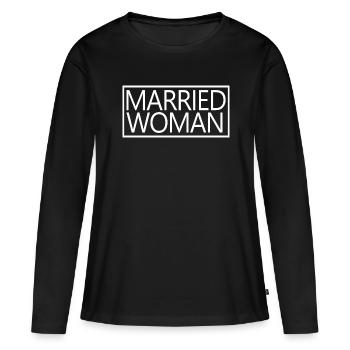 Femme mariée pour la tenue de mariage de douche nuptiale - T-shirt manches longues Premium bio Femme - noir - Devant - Julia (174cm)