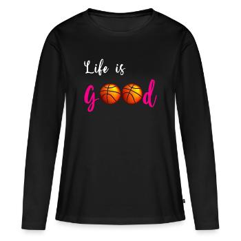 Frauen-Basketball Das Leben ist gut - Frauen Premium Bio Langarmshirt - Schwarz - Vorne - Julia (174cm)