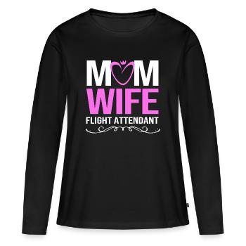 Hôtesse de l’air Hôtesse de l’air - T-shirt manches longues Premium bio Femme - noir - Devant - Julia (174cm)
