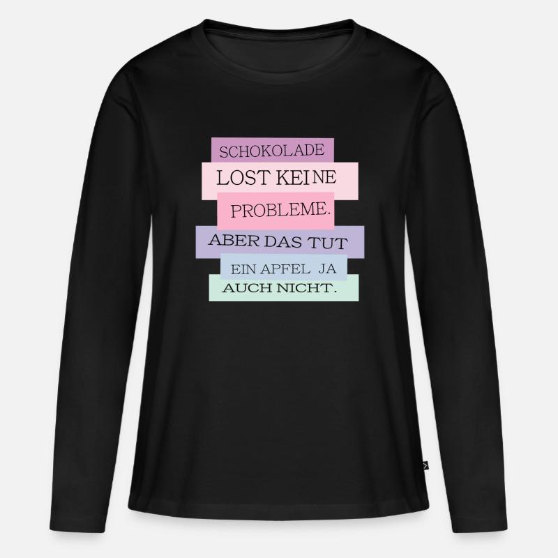 Schokolade vs. Apfel - Frauen Premium Bio Langarmshirt - Schwarz