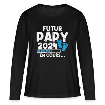 Futur Papy 2024 En Cours - T-shirt manches longues Premium bio Femme - noir - Devant - Julia (174cm)