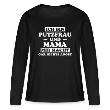Putzfrau Haushalt Spruch Reinigungskraft Geschenk - Frauen Premium Bio Langarmshirt - Schwarz - Vorne - Julia (174cm)