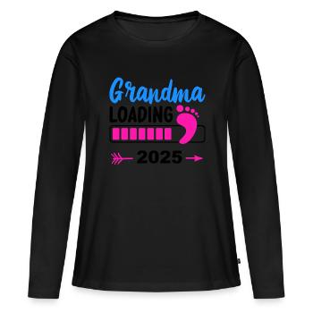 Oma 2025 loading, Ich werde 2025 Oma - Frauen Premium Bio Langarmshirt - Schwarz - Vorne - Julia (174cm)