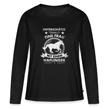Pferd Norweger Pony Haflinger Islandpferd Geschenk - Frauen Premium Bio Langarmshirt - Schwarz - Vorne - Julia (174cm)
